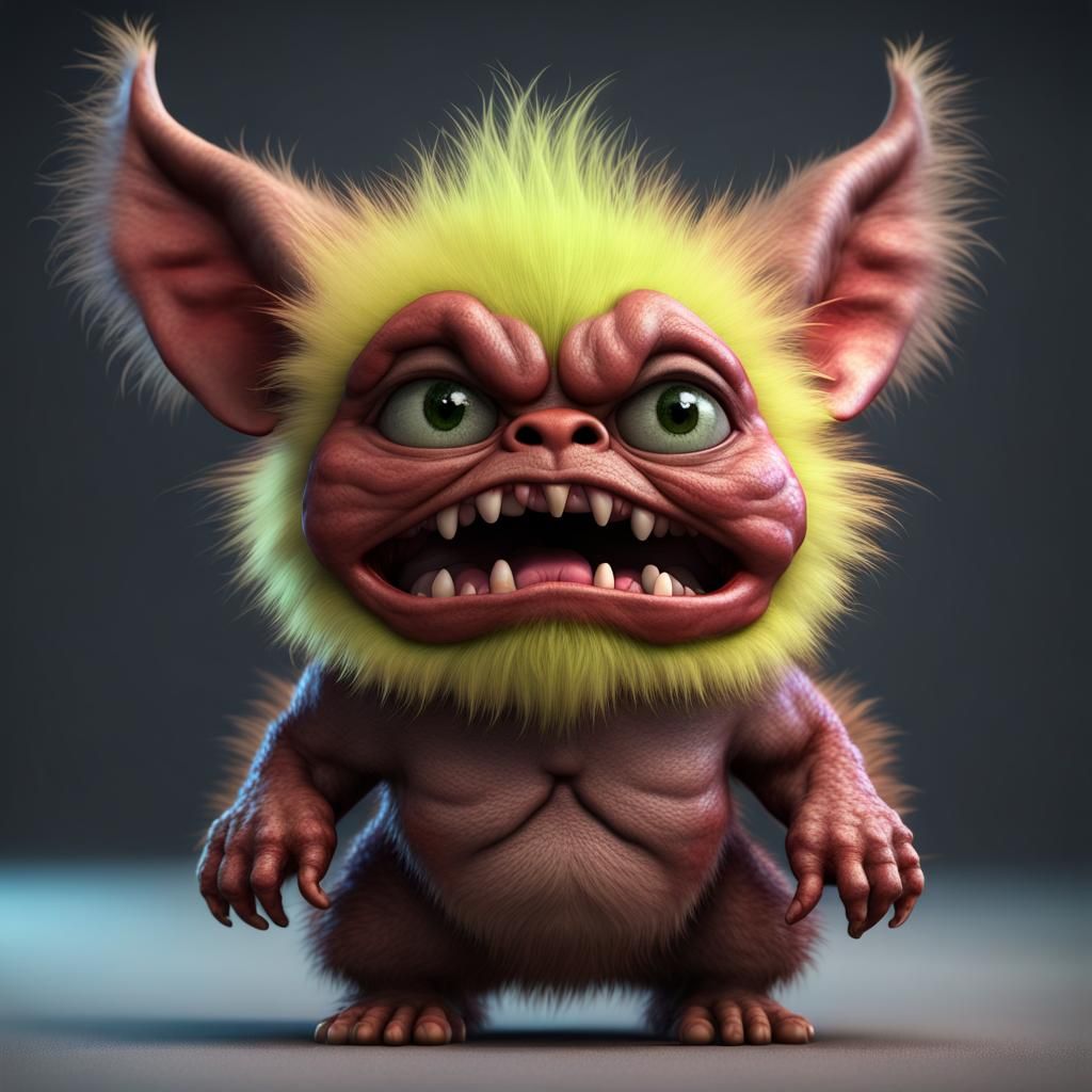 Angry Chibi Gremlin Imp in Hyperrealistic CGI