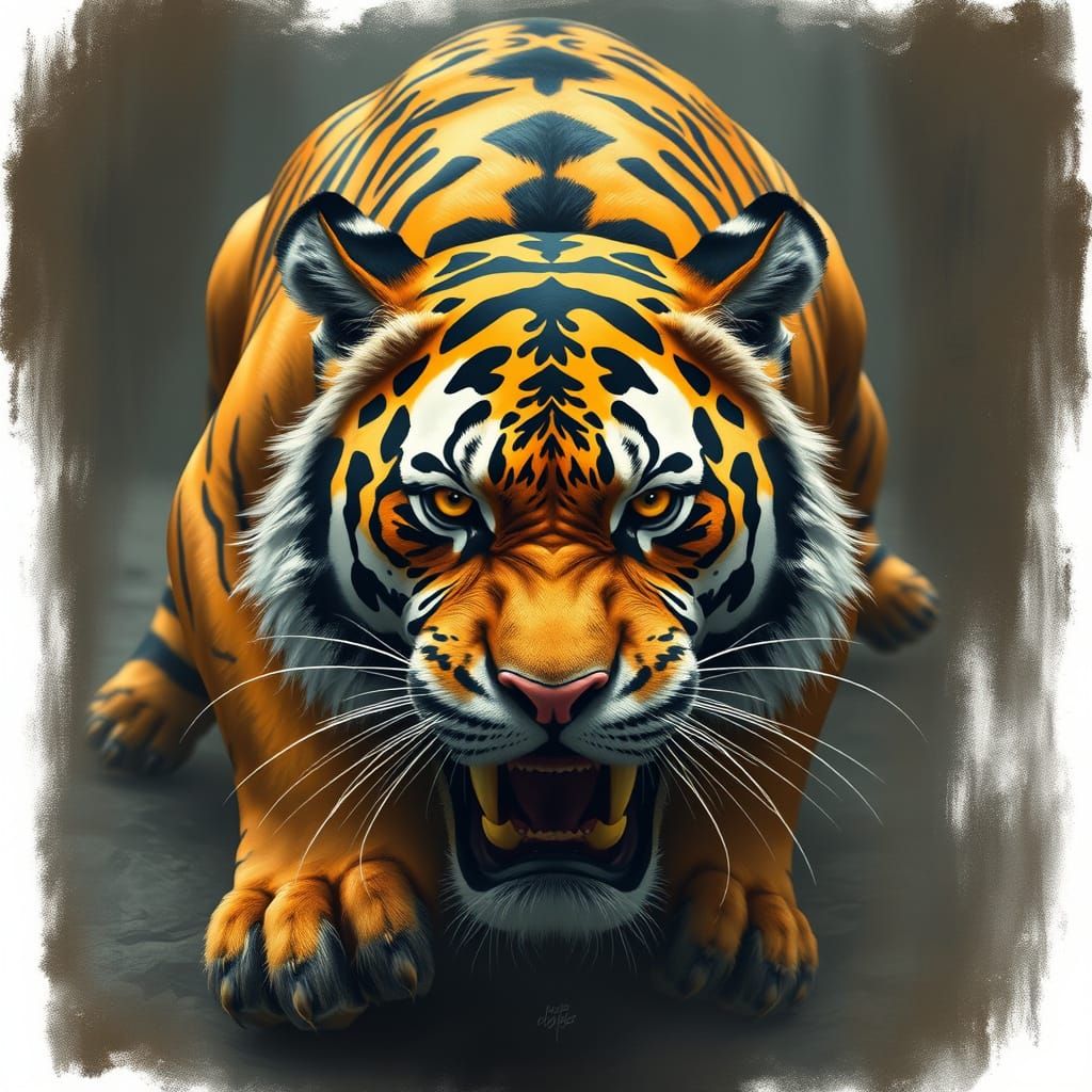 Majestic Megatiger Roars in the Jungle