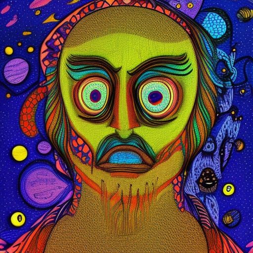 Surreal Faces in Scribbled Ink Style