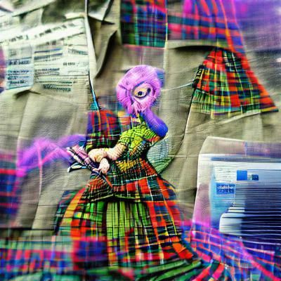 Surreal Seamstress in Scotland: A Dreamlike Vision