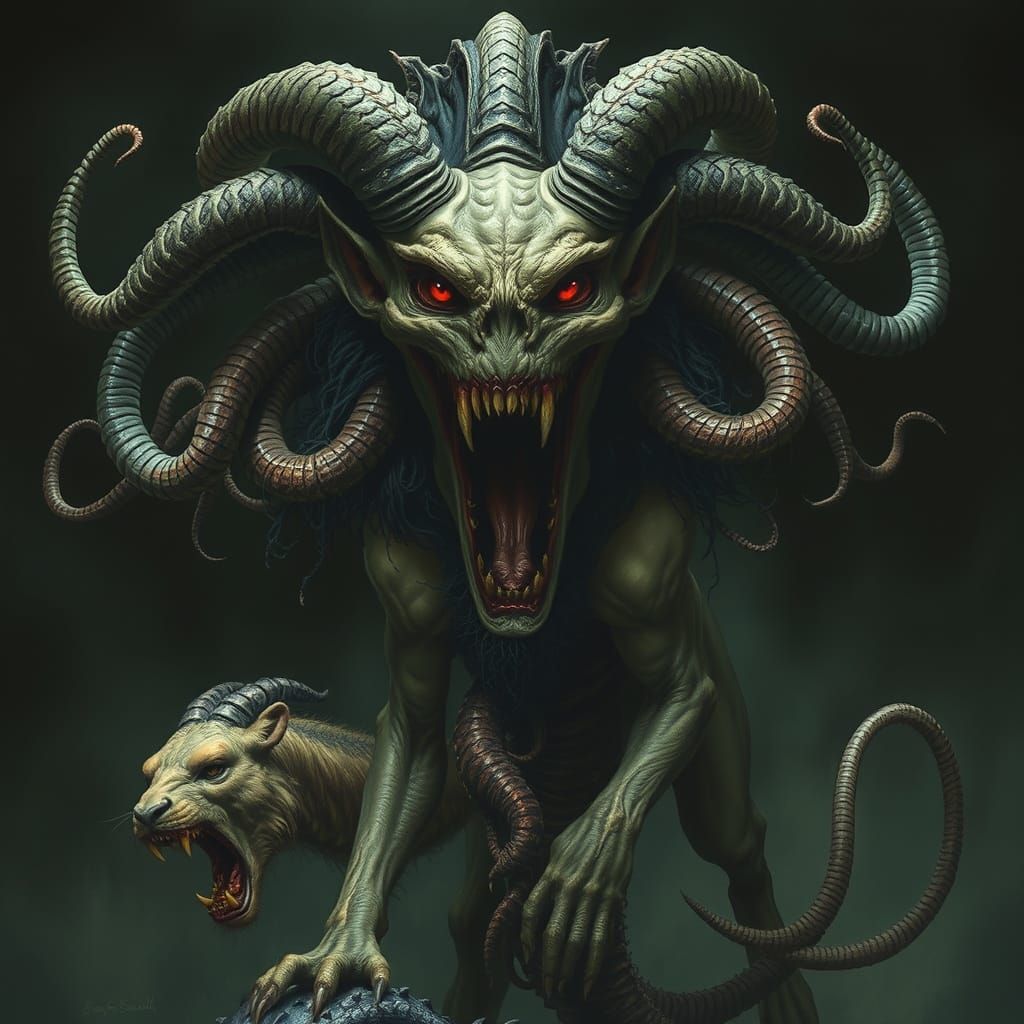 Terrifying Banshee-Gorgon-Chimera Hybrid in Biomechanical Ho...