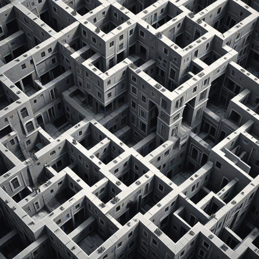 Mind-Bending Cityscape in Escher-Inspired Impossible Geometr...