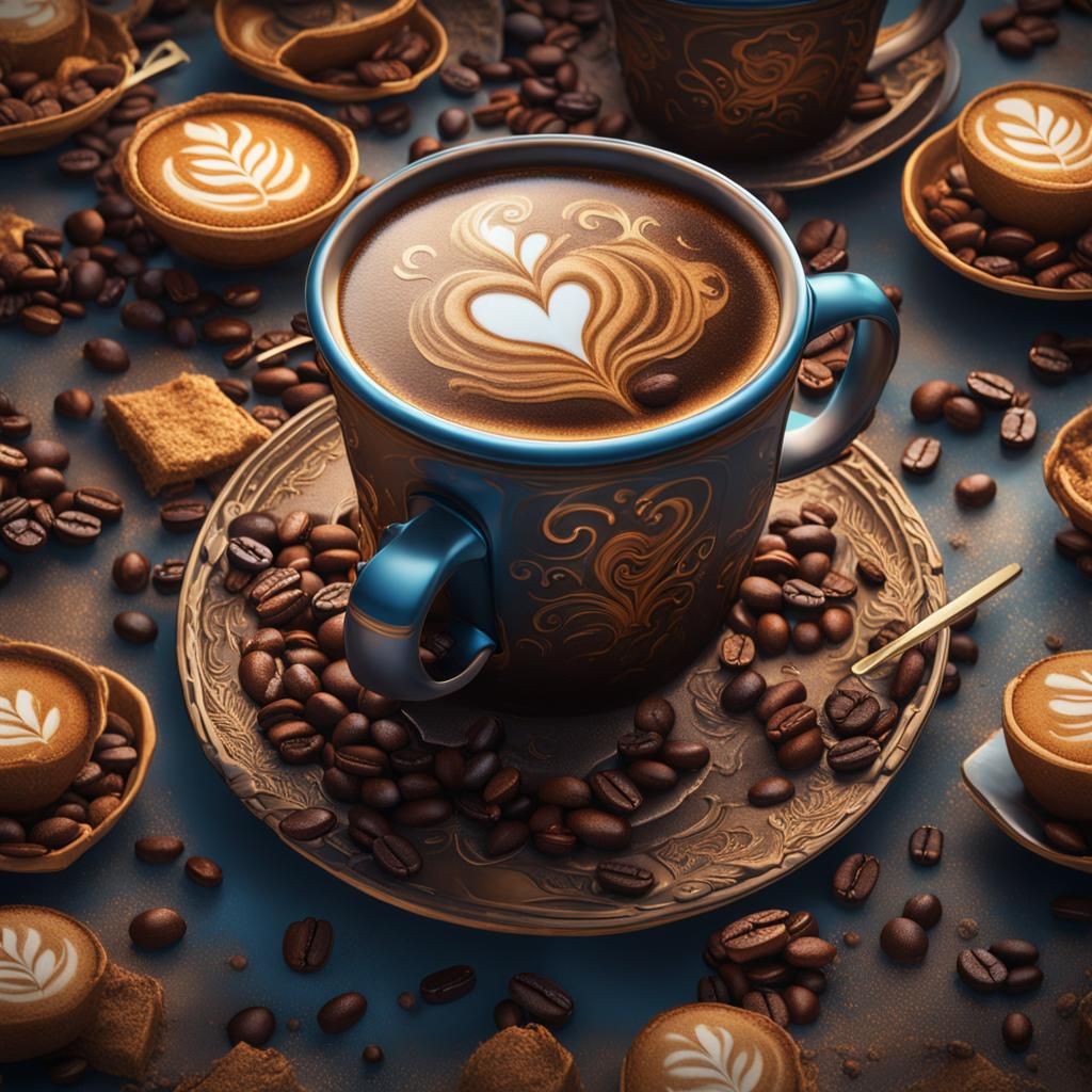 Detailed Matte Painting of Coffee Art