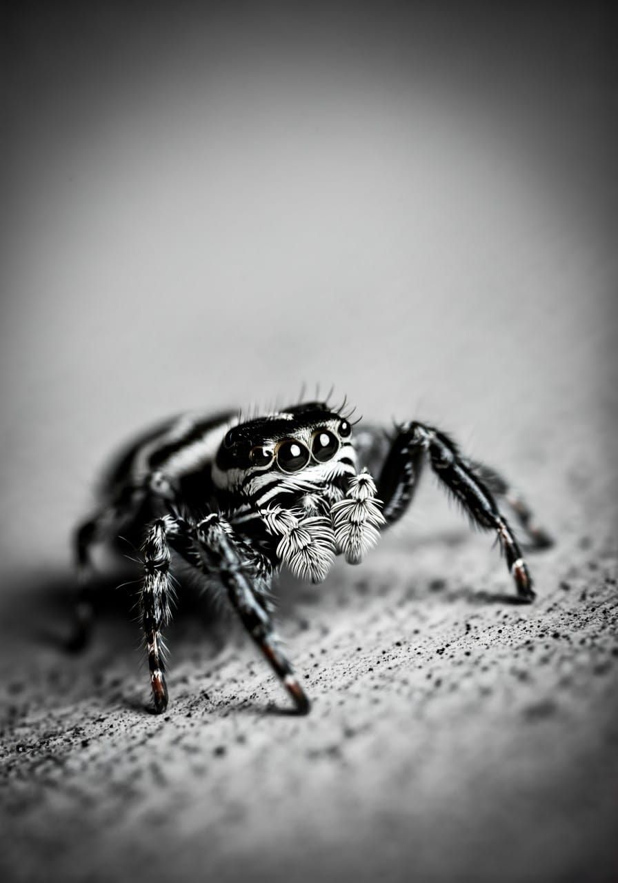 Striking Zebra Jumping Spider Portrait in Macro