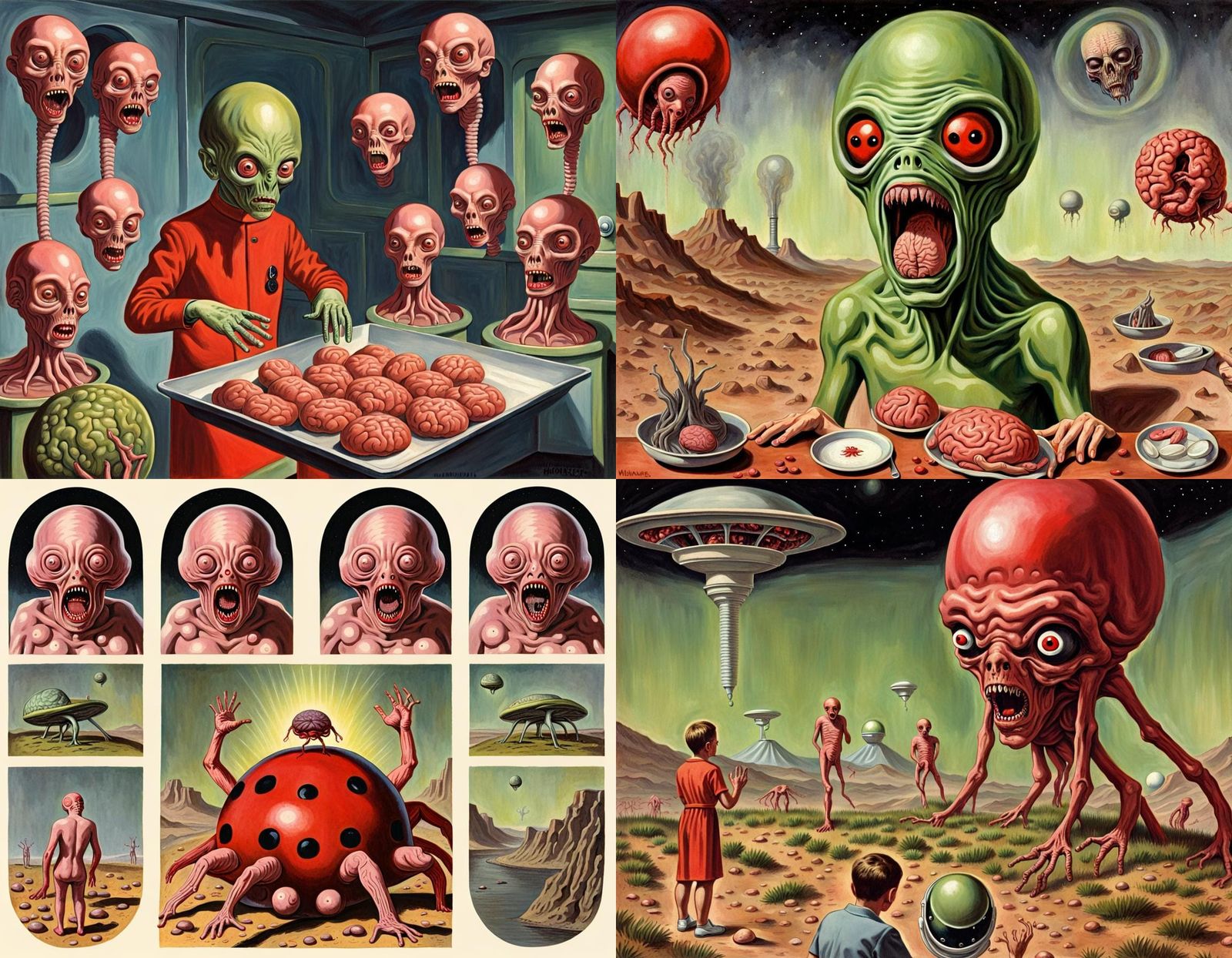 Martian Sacrifice of a Mutant Homunculus in Ladybird Style