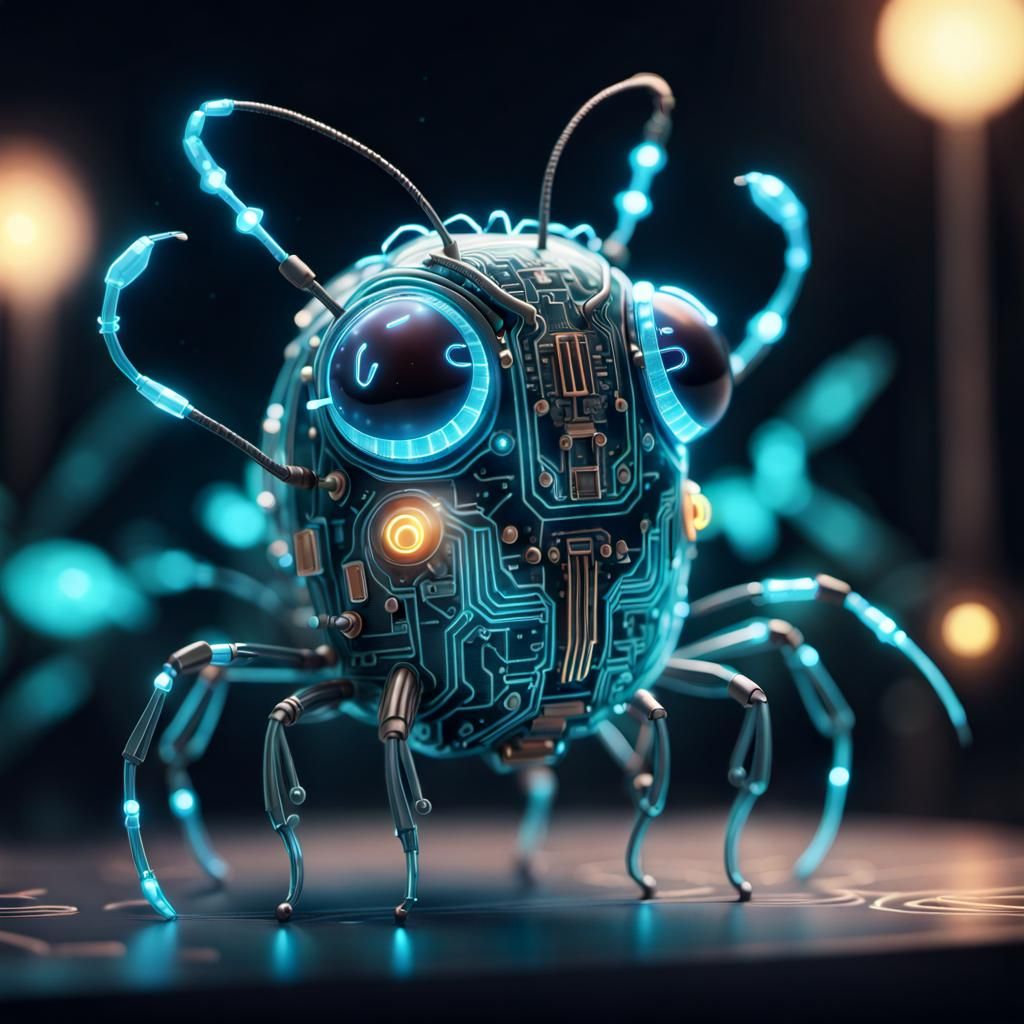 Adorable Bioluminescent Circuit Board Bug in 3D