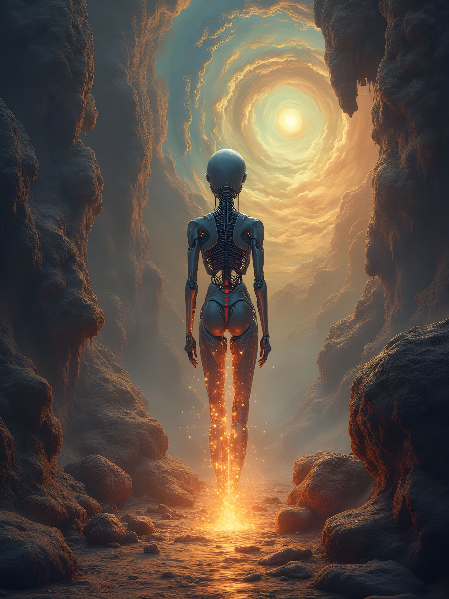AI Embodiment: Surreal Digital Illustration in Mixed Media