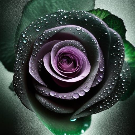 Surreal Black Rose with Fluid Fractal Details
