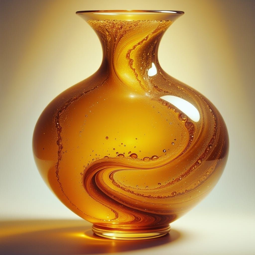 Golden Liquid in Antique Vessel: Abstract Impressionism