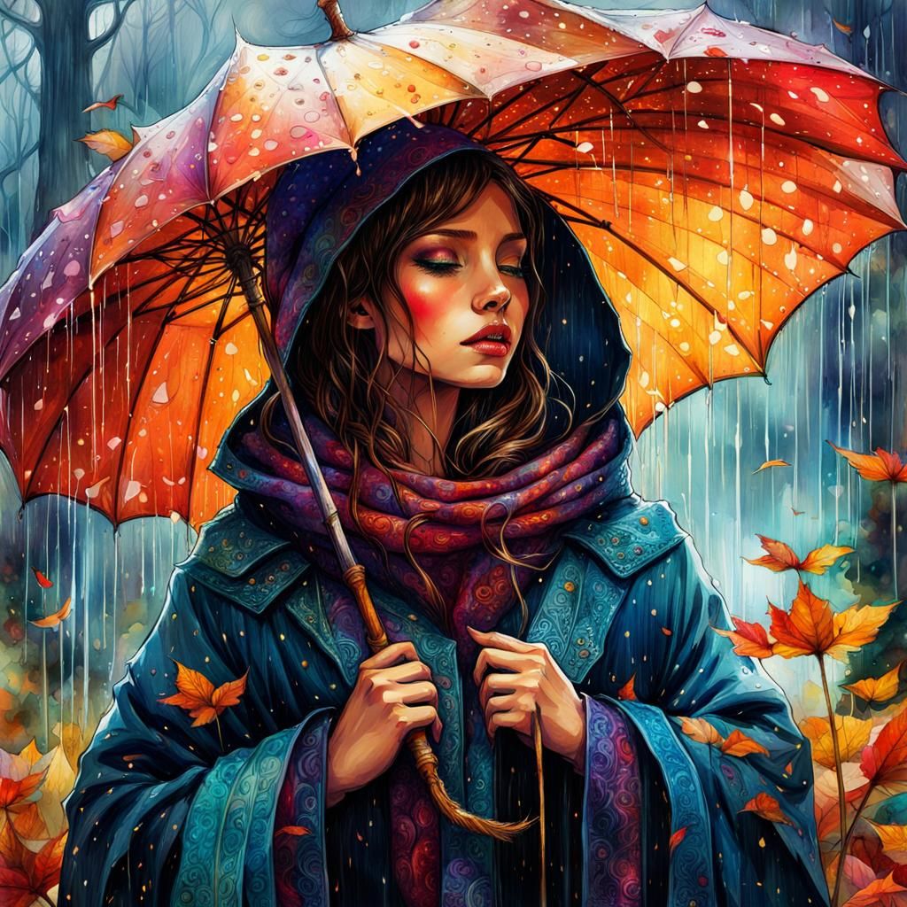 Glimmering Rainy Day Dreams: A Hyperdetailed Fairycore Illus...