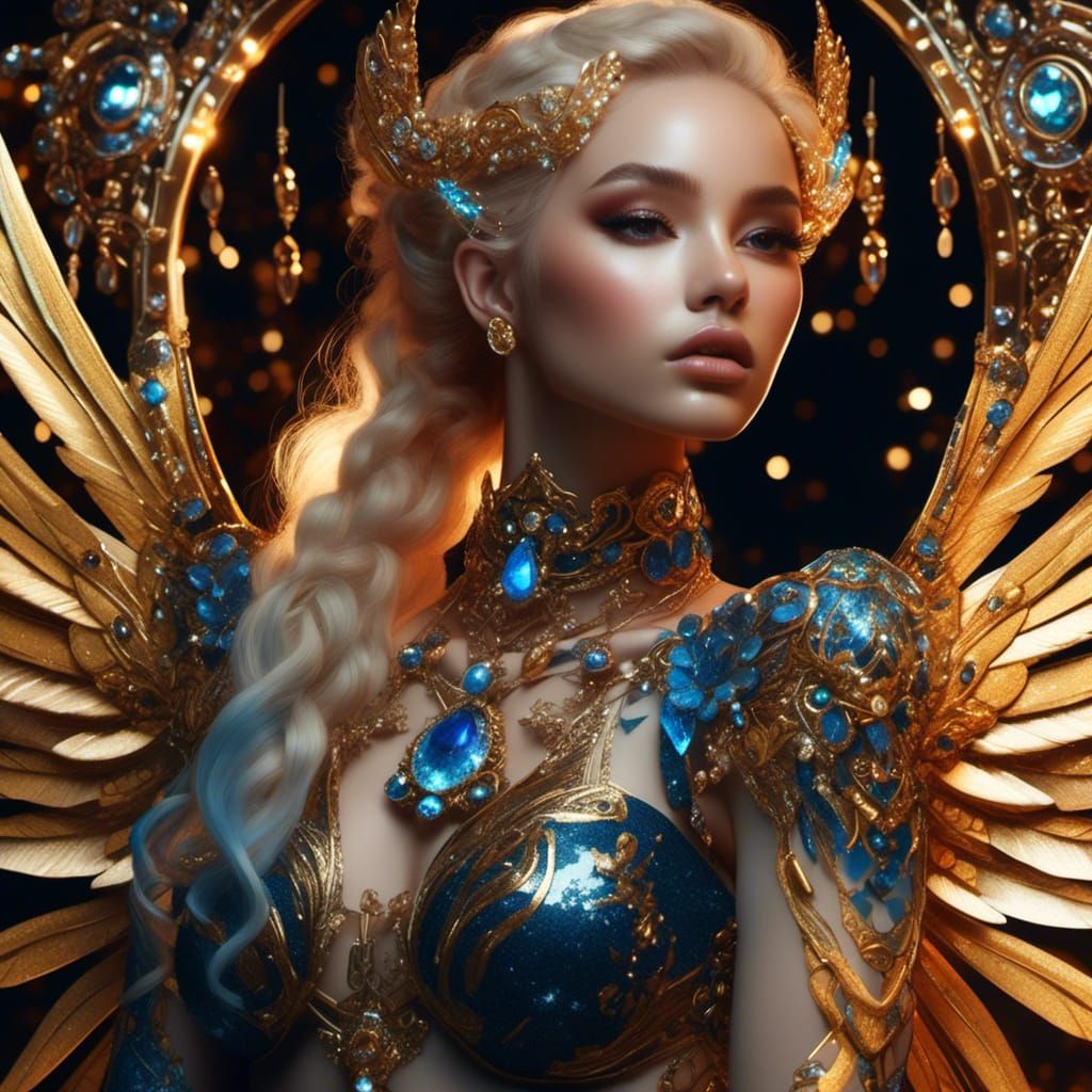 Glitter blue heartstone Angel