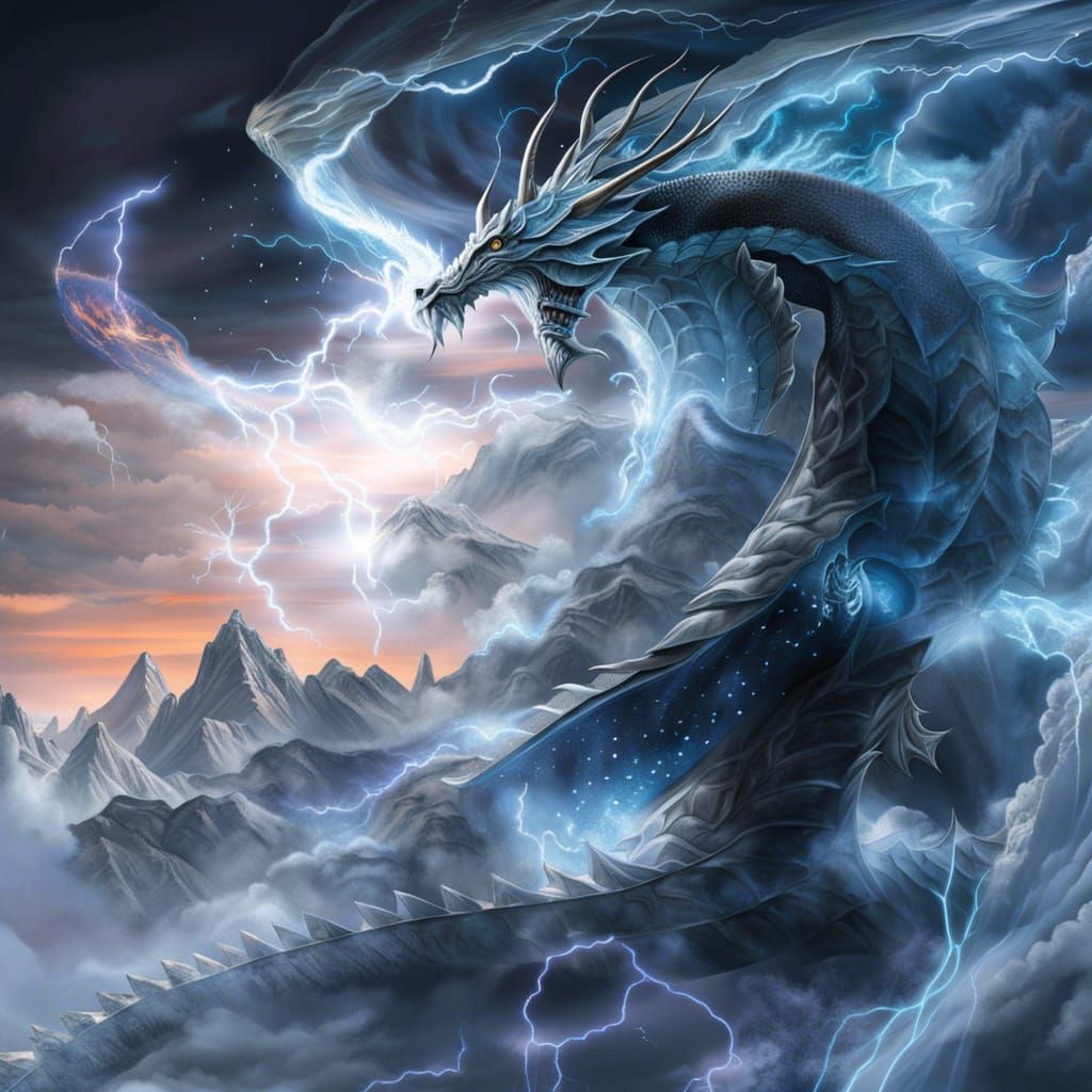 Ethereal Crystal Dragon Forged in Lightning