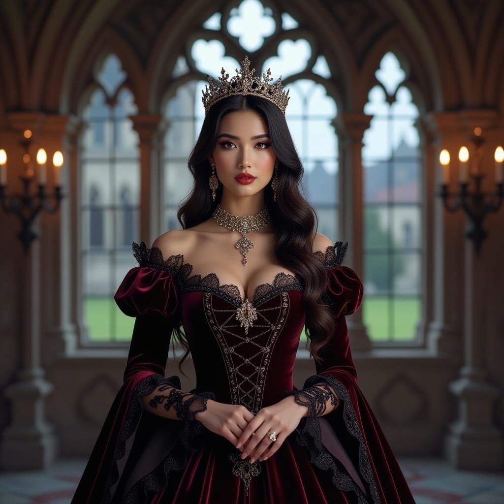 Gothic Princess in Castle, Dark Fantasy Style