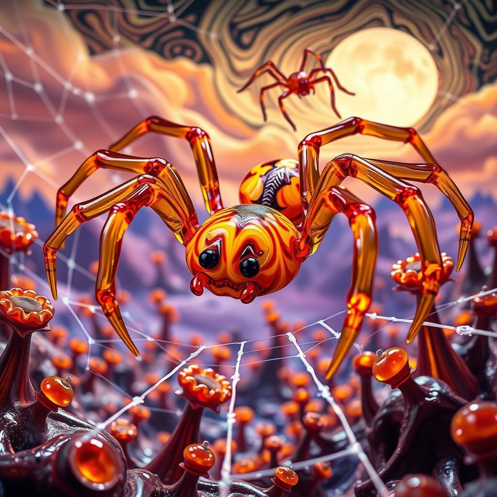 Jack O Lantern Spiders  from Mars, Glass spider Elastic glas...