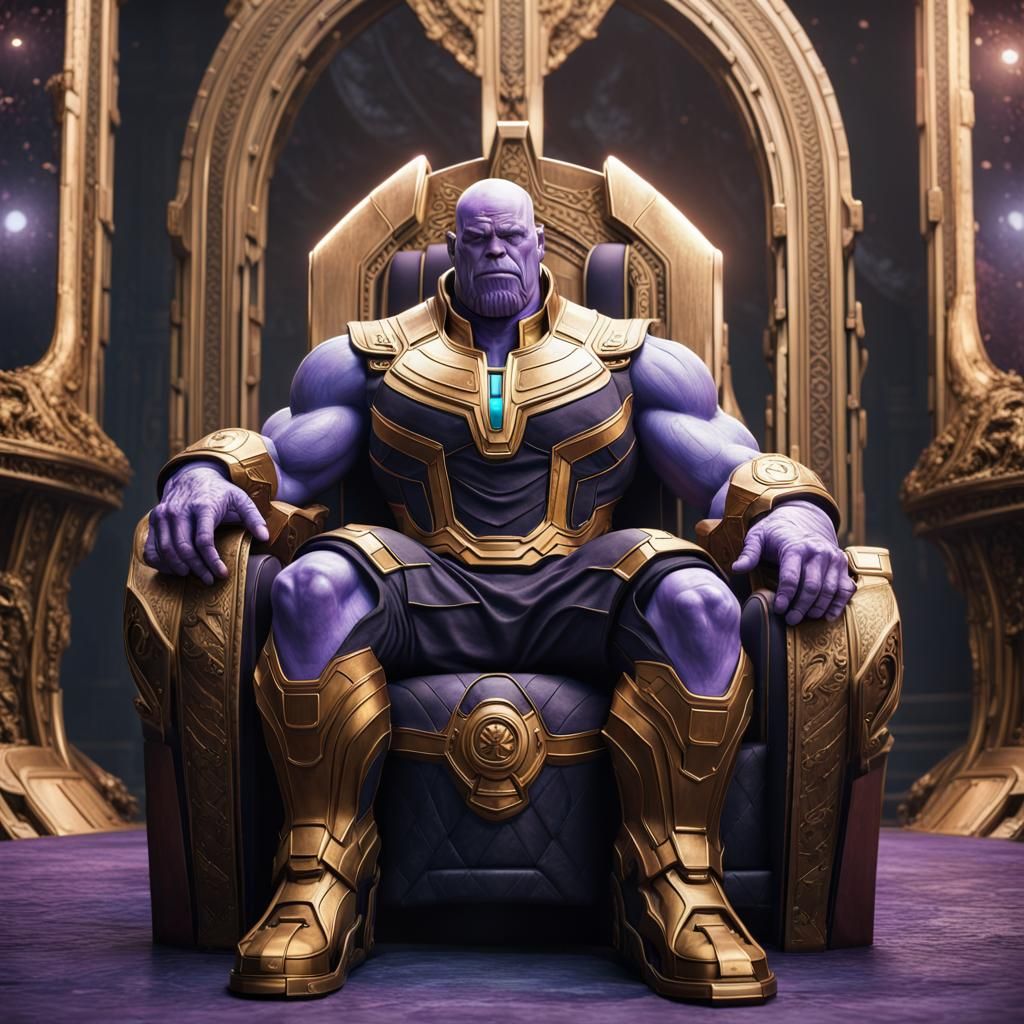 Hyperrealistic Thanos on Throne in Unreal Engine