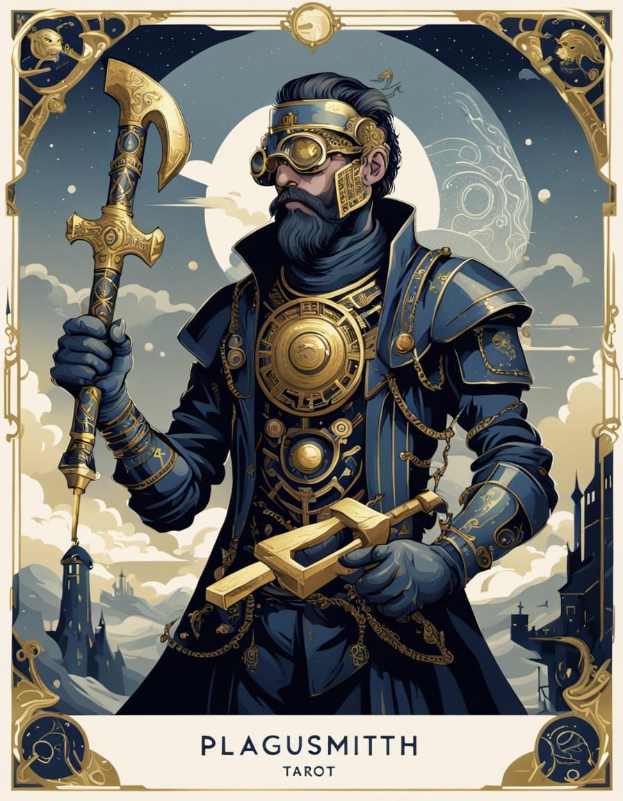Elegant Tarot Card in Futuristic Style with Plaguesmith