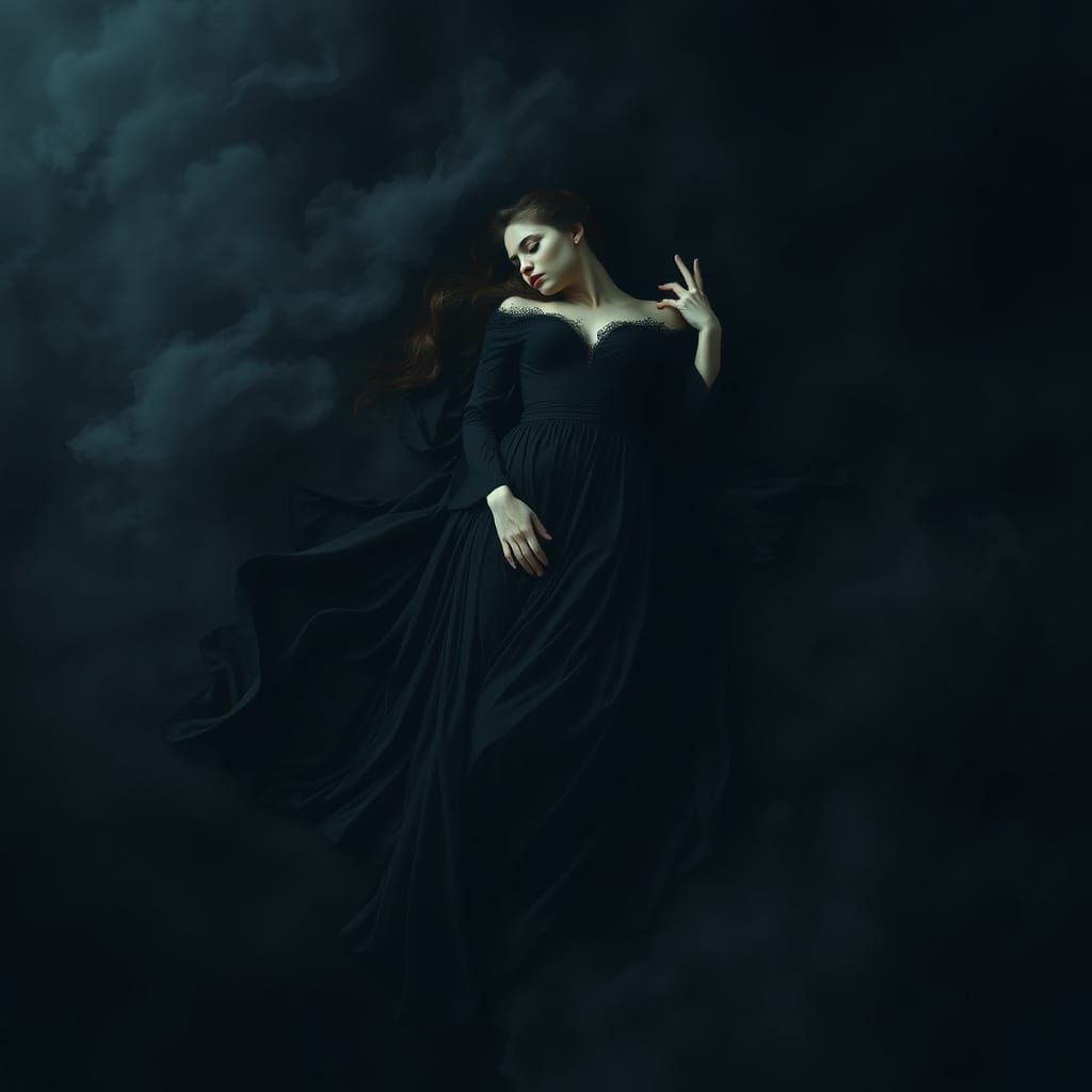 Sleeping Dark Angel in Mystical Darkness
