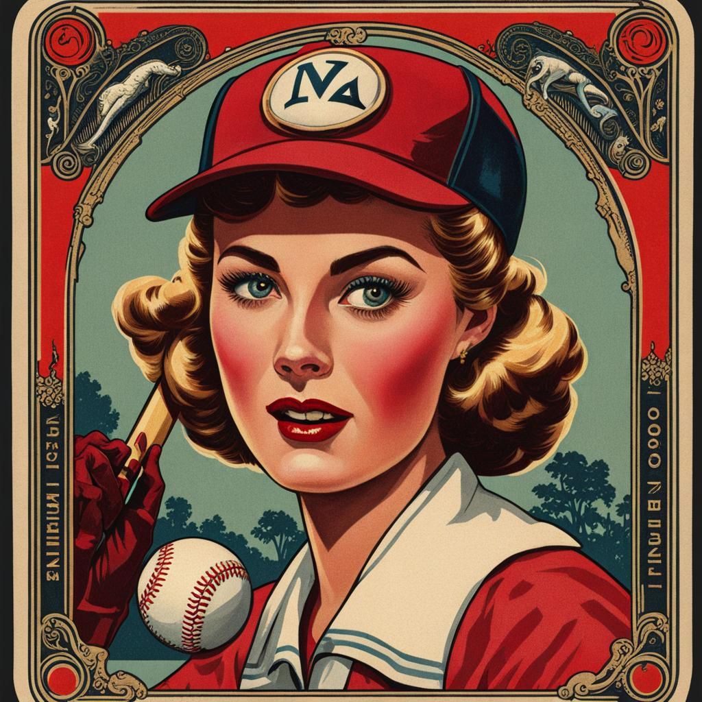 Zombie Baseball Card: 1950s Female Pitcher