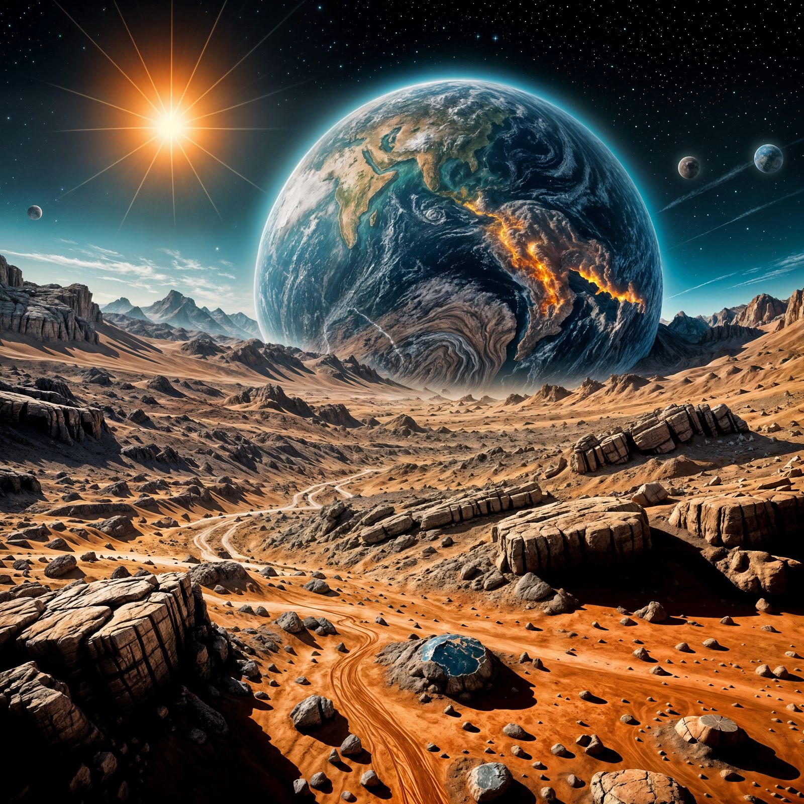 Earth from Mars: Hyperrealistic View in 8K