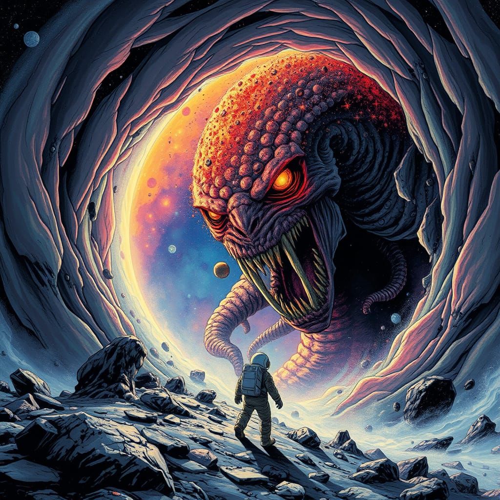 Cosmic Horror Entity Emerges from Wormhole