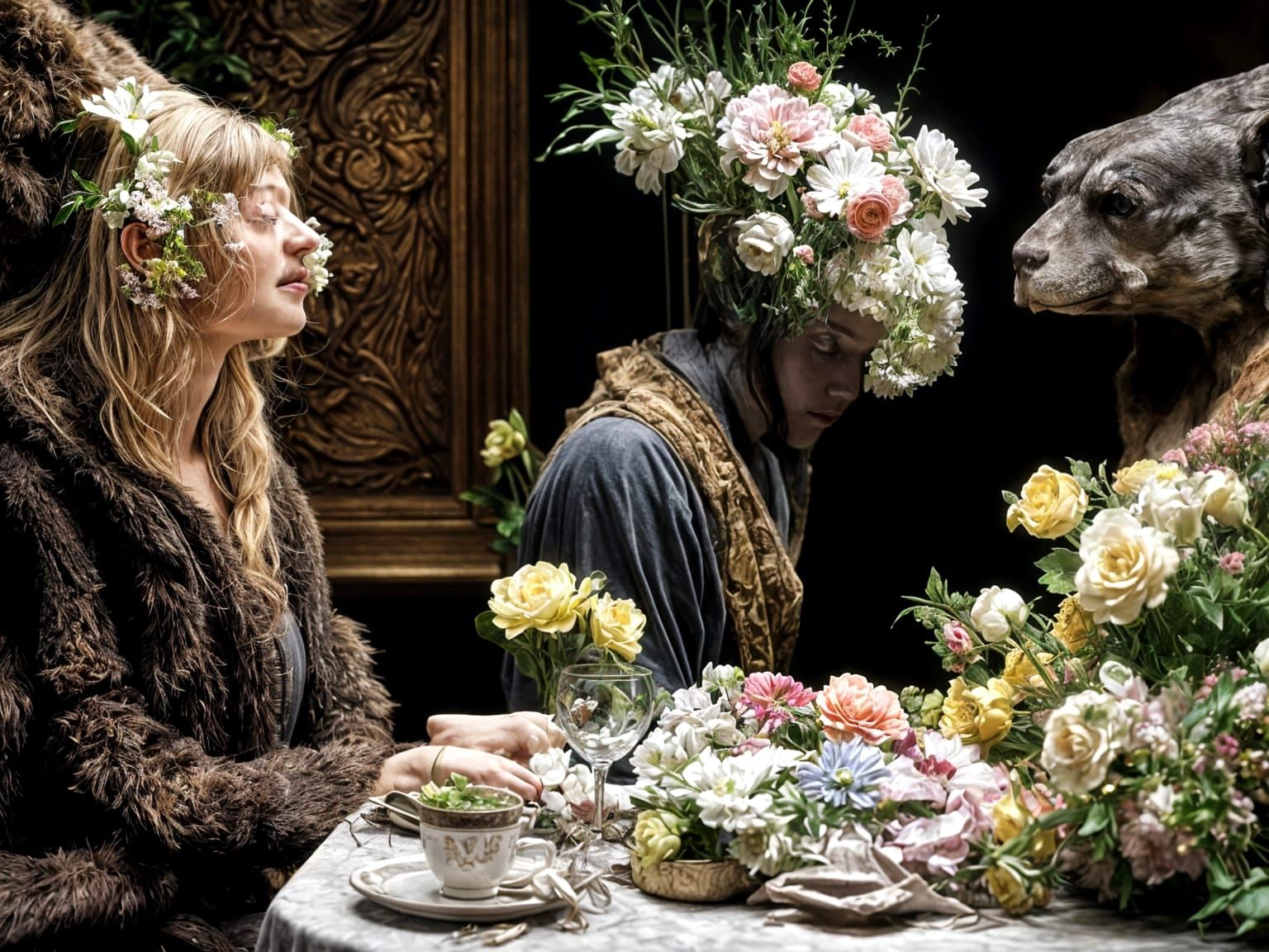 Zero Sum Game in Klimt Style with Flowers