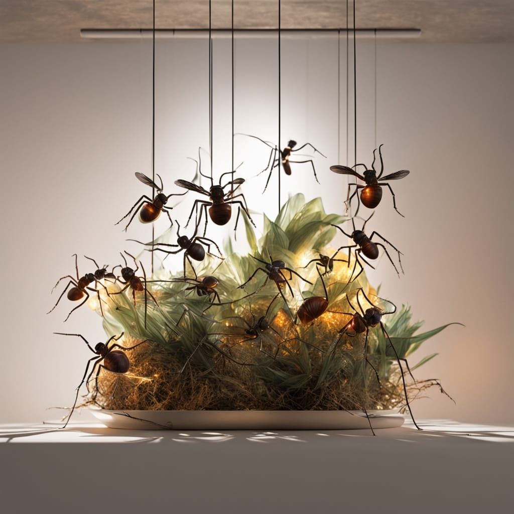 Intricate Ant String Quartet on a Human Finger in Hyperreali...