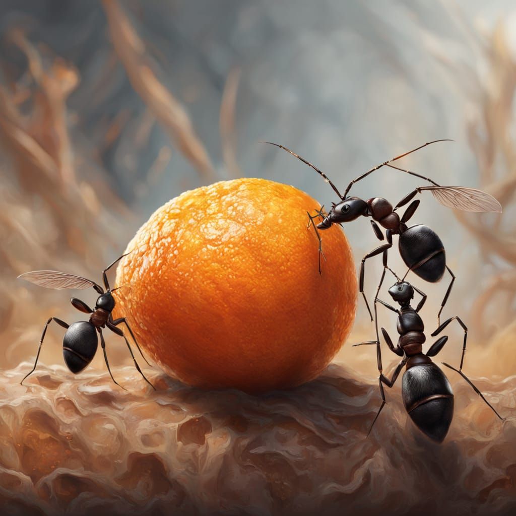 Hyperrealistic Concept Art of Finger String Quartet by Ants