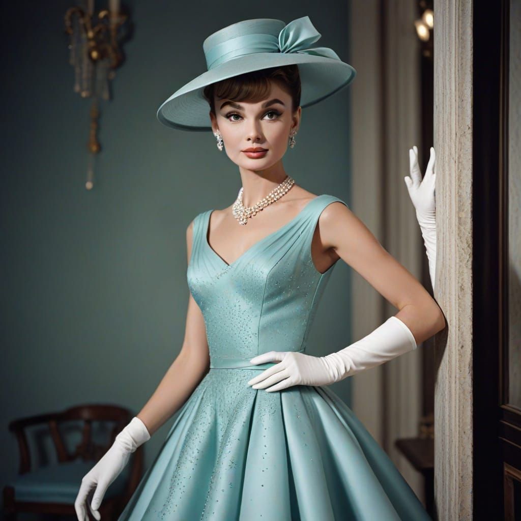 Elegant Woman in 1960s Couture: Retro Chic Digital Art