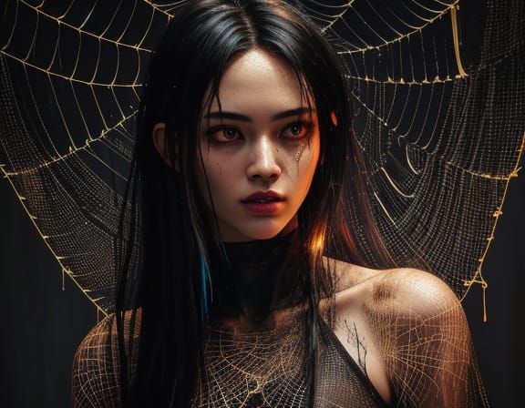 Grunge Oil Painting of a Figure in Sin's Web