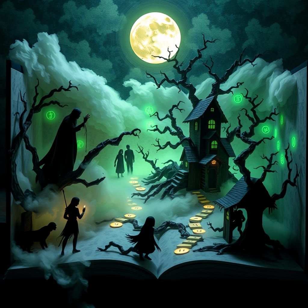 Ethereal Pop-Up Book: Haunting Dreamscapes in 3D