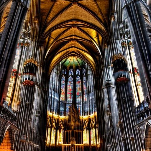 Cologne Cathedral with Stained Glass Mosaic