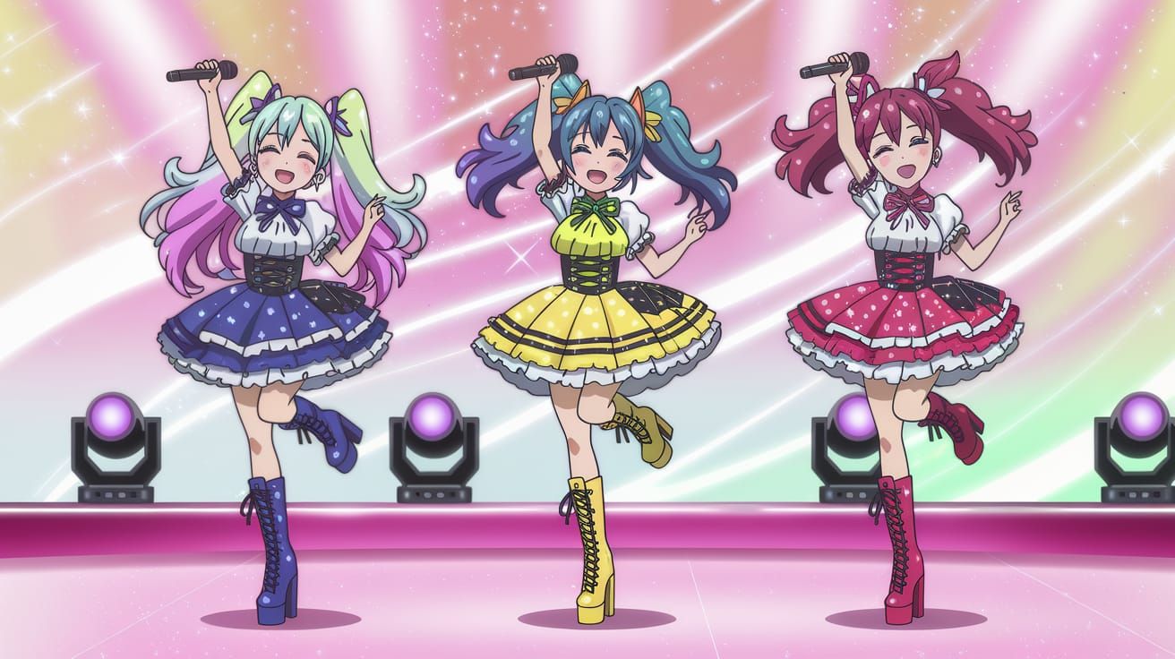 Vibrant Idol Girls Shine on Anime-Inspired Stage