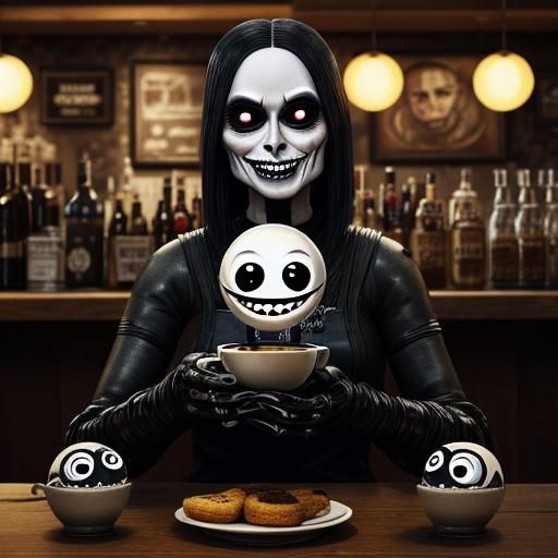 Unsettling Goth Family in Wasteland Bar