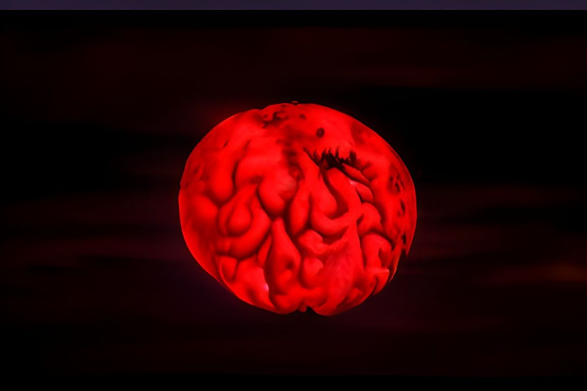 Grotesque Brain Under a Blood Moon
