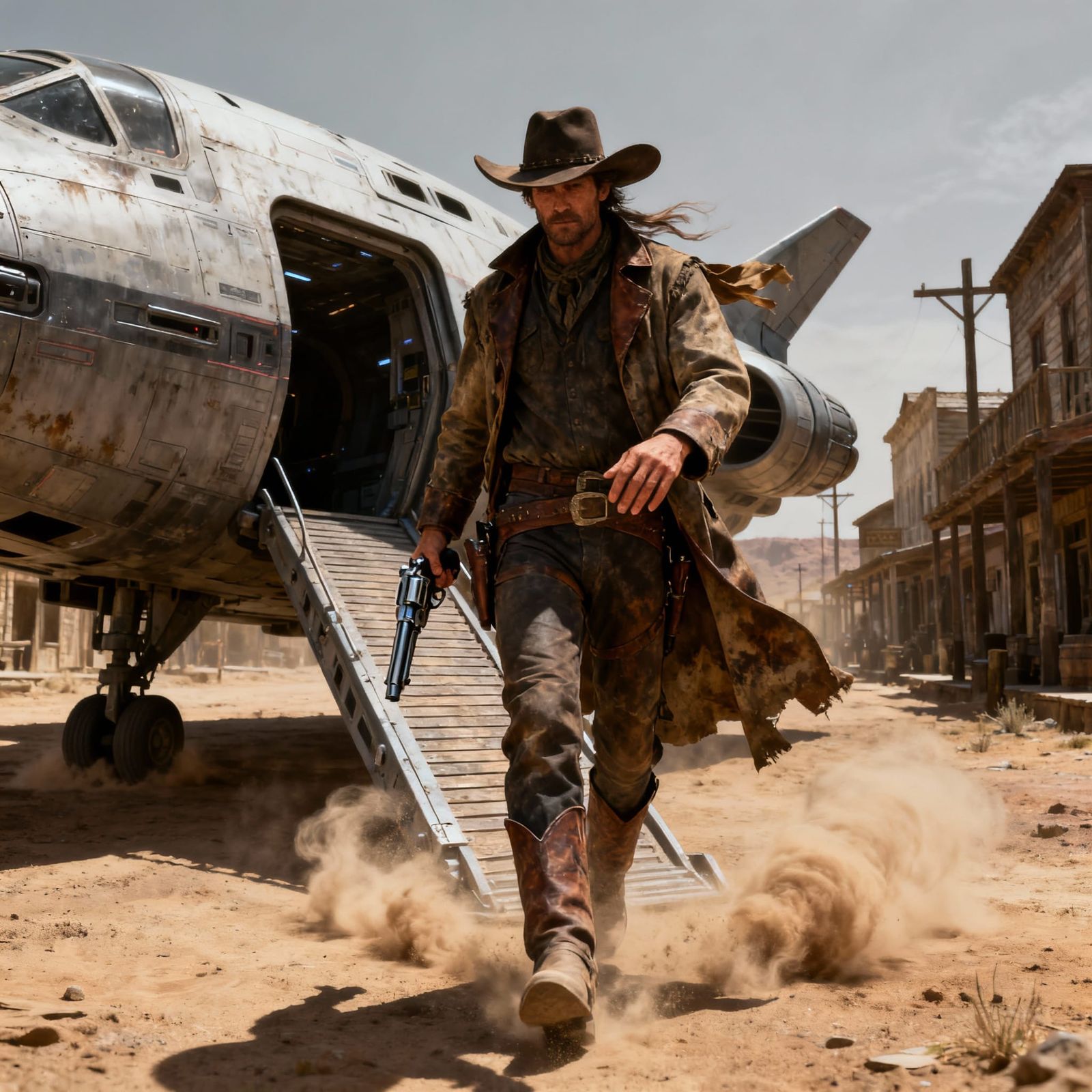 Lone Sci-Fi Gunfighter Lands Spaceship in Old West Town