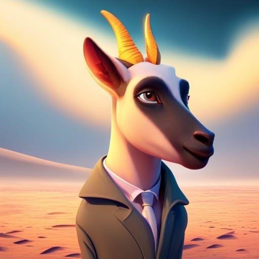 Business Goat in Pixar-style 3D Rendering