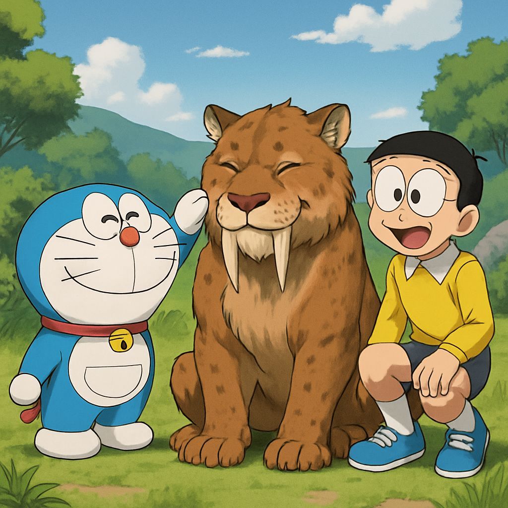 Doraemon and Nobita Befriend a Smilodon