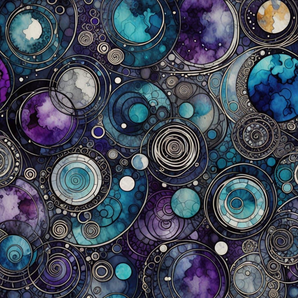 Abstract Expressionist Satellite Orbits Earth in Deep Space