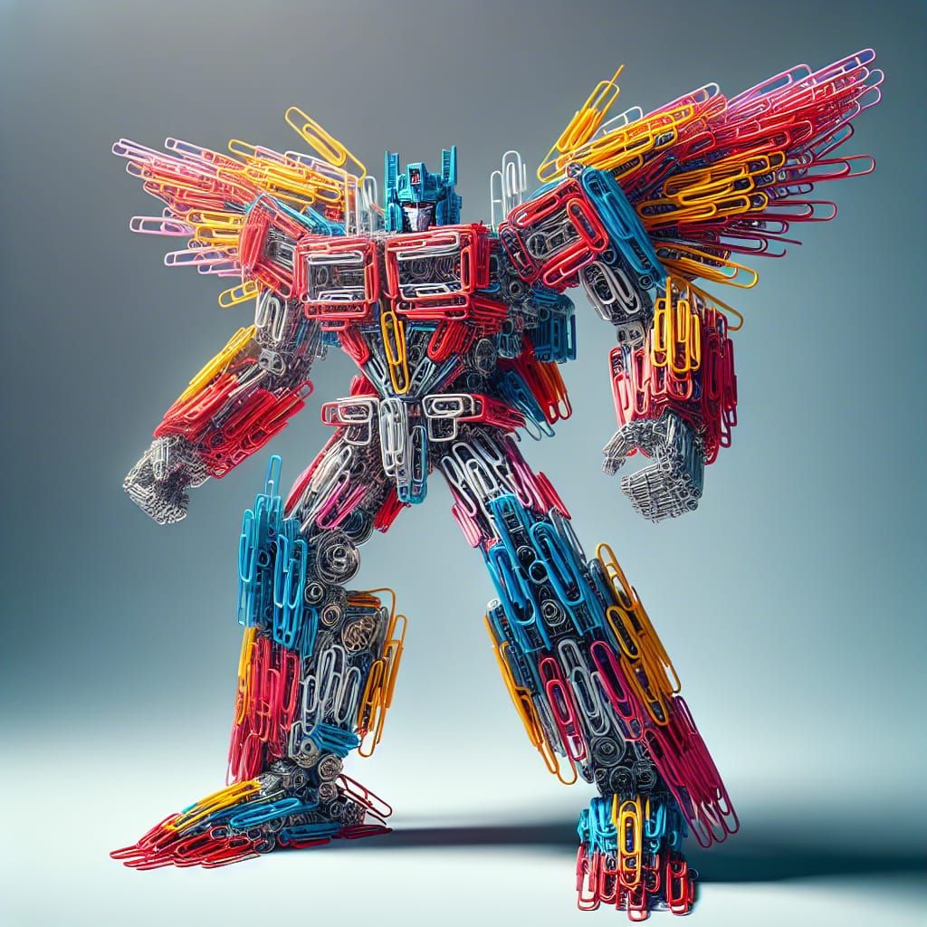 Vivid Paperclip Transformer Robot in Action