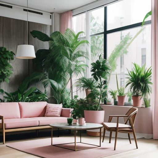 Light Pink Modern Lounge with Natural Lighting