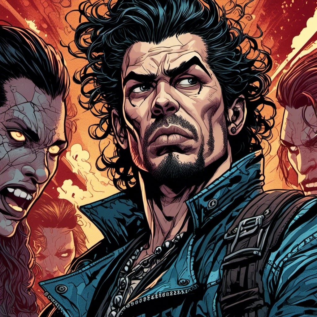 Punk Rocker Portrait in Comic Book Style