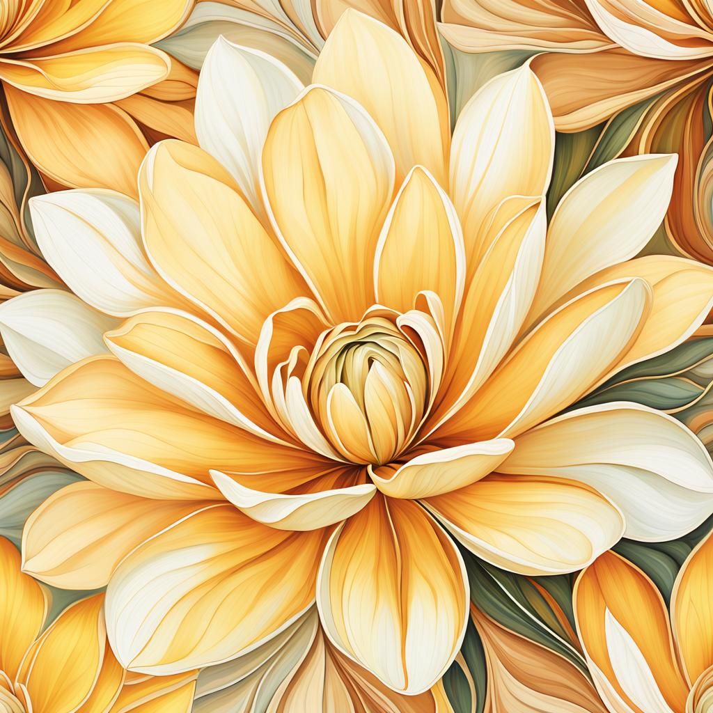 Abstract Tech Style Yellow Flower Digital Illustration