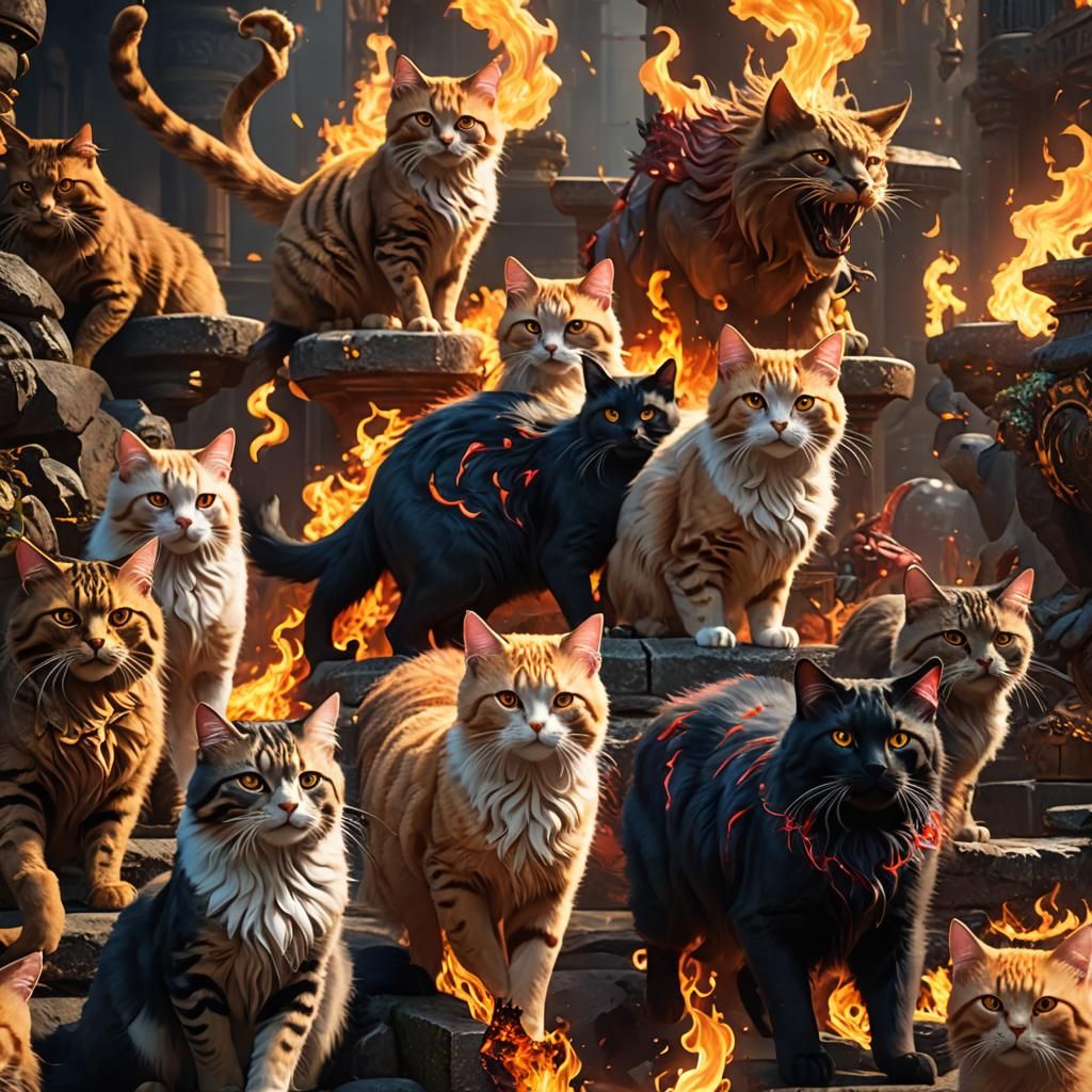 Cats with Electromagnetic Feet and Flaming Tails