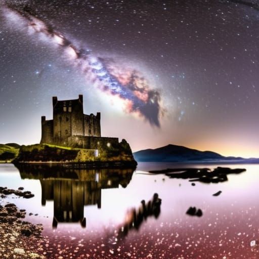 Milky Way over Eilean Donan Castle