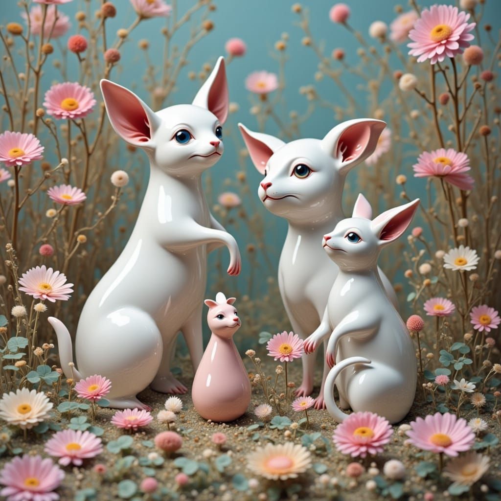 Porcelain Pet Creatures in Magical Dream Garden