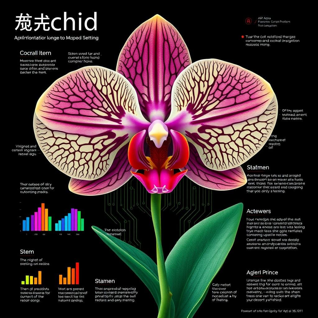 Hyper-Realistic Orchid Infographic with Traditional Modern D...