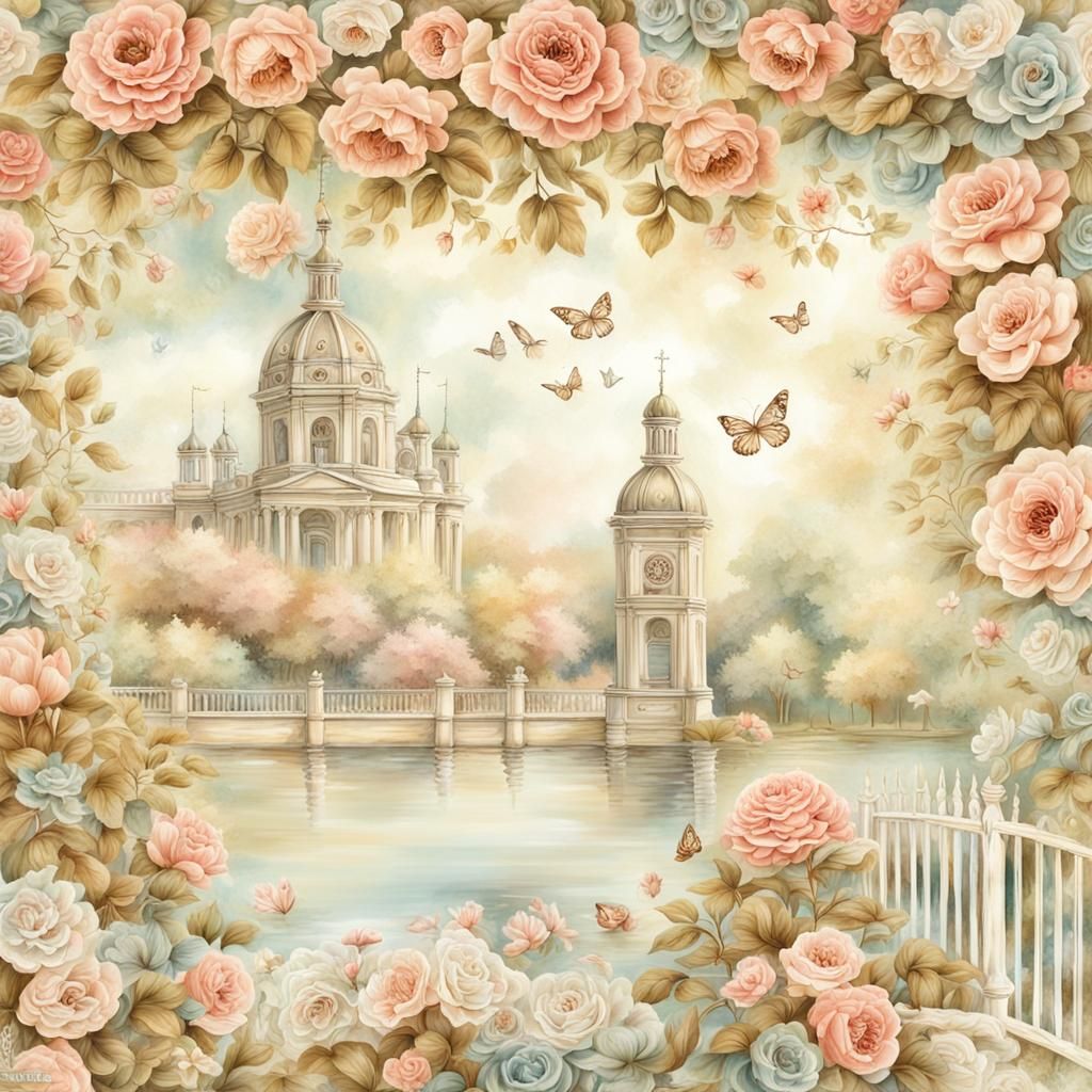Romantic Vintage Scene in Graphic 45 Style