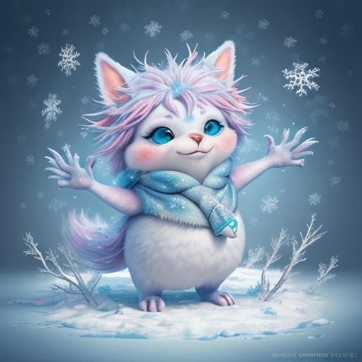 Adorable Winter Creature in Pastel Colors