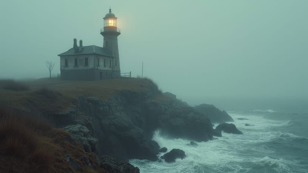 Lighthouse Guiding Ships in a Realistic Style