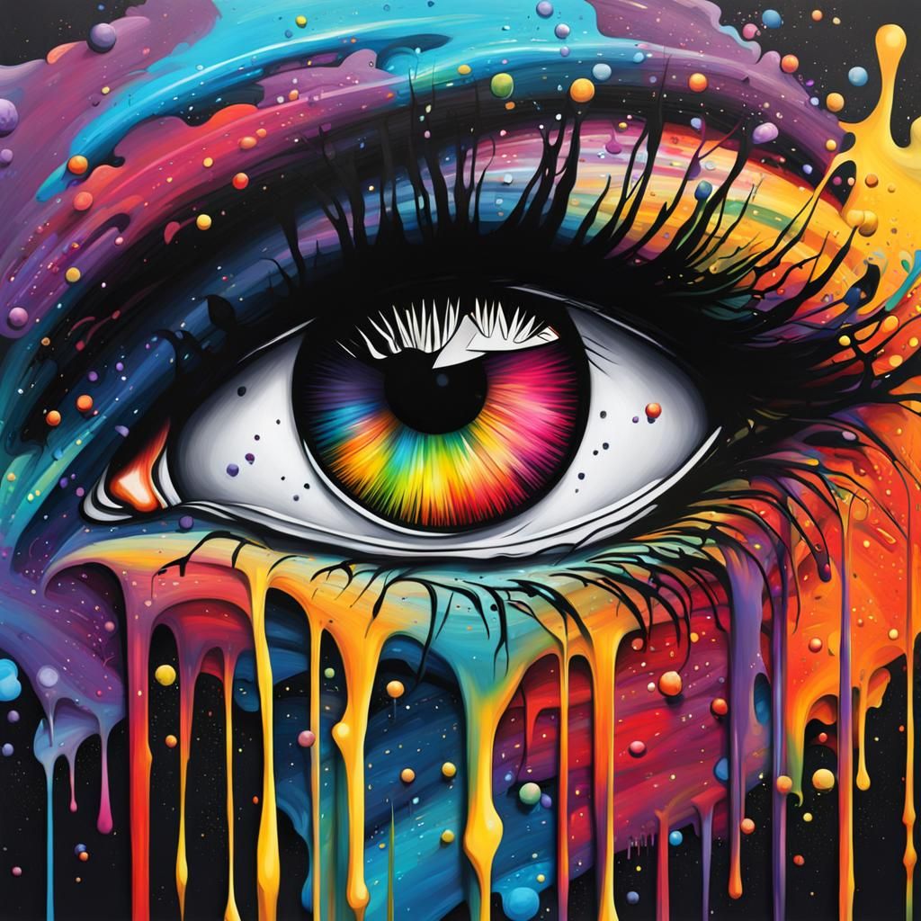 Detailed Eye in Graffiti Splash Art Style